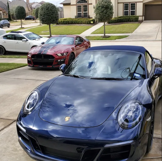 Navy Porsche 911 GTS Cabriolet after a detail